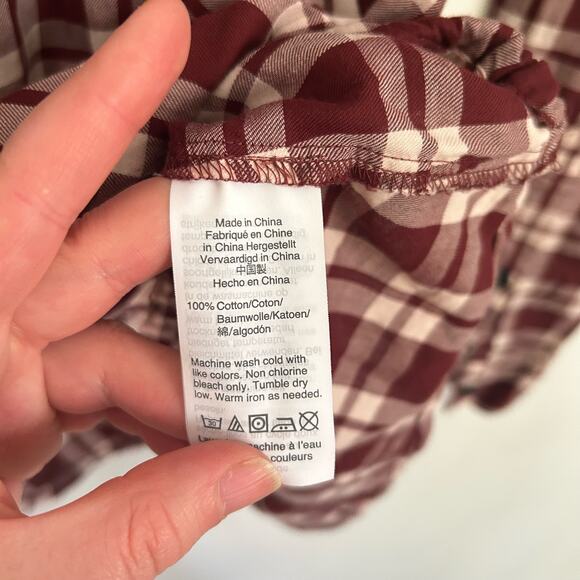 Madewell Arion Plaid Long Sleeve Top Red Size S - Picture 9 of 10